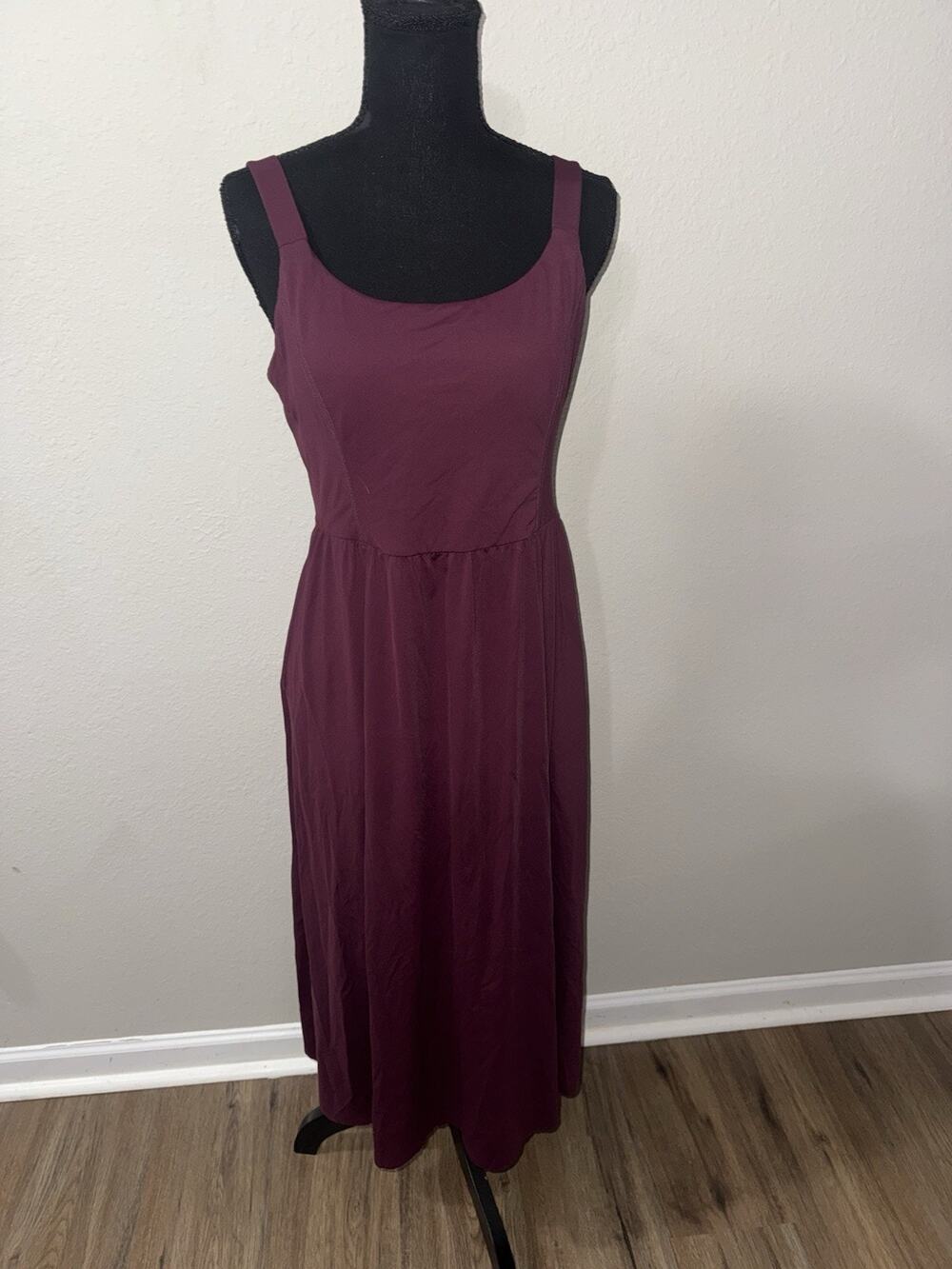 Halara Womens L Plum Burgundy Back Cut Out Tank Dress Active Casual Athleisure